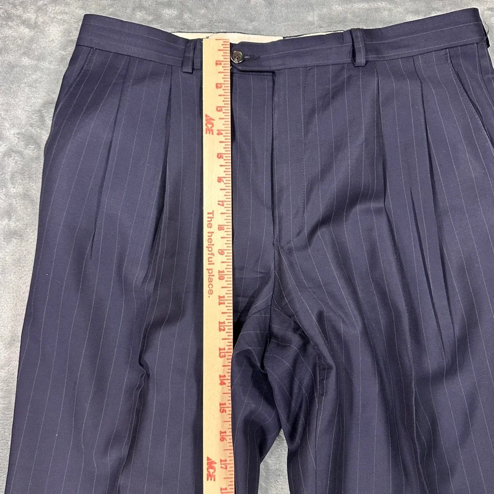 Vintage Chaps Ralph Lauren Mens Navy Pinstripe Wool Cashmere Suit 40S 35W